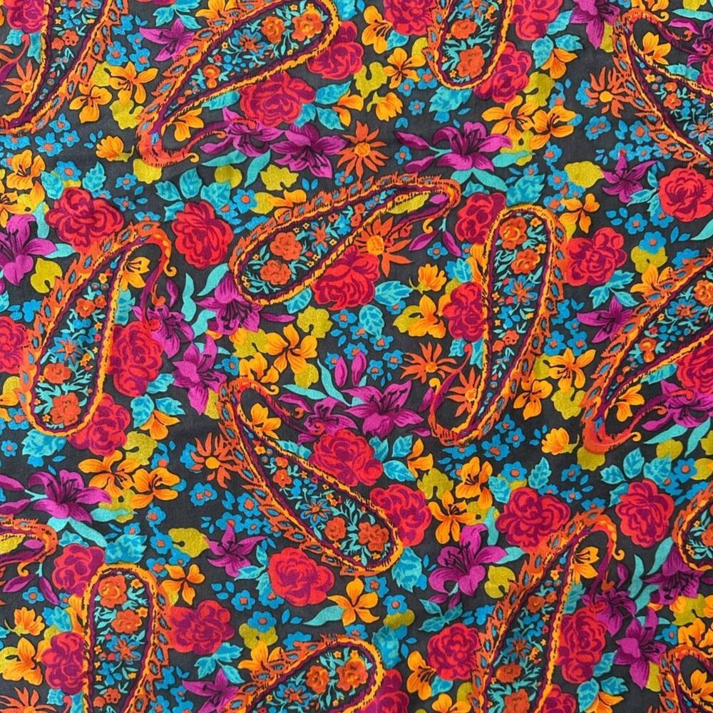 Vintage Harve Benard Square Silk Scarf Multicolor Paisley Floral Print 32"x 32"